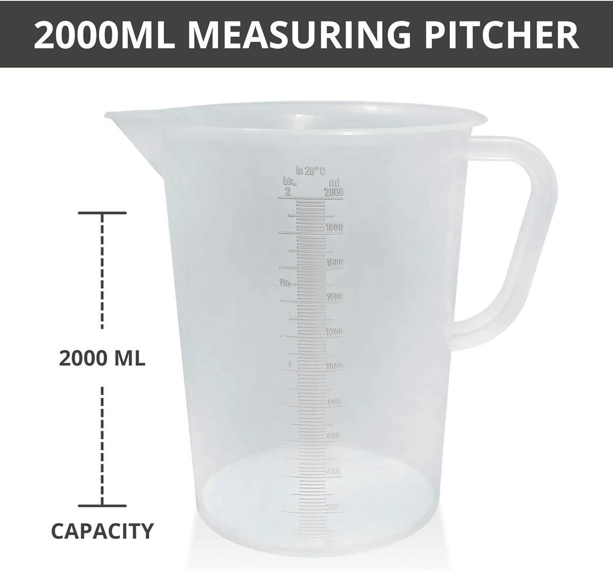 Appletofu Plastic Graduated Measuring and Mixing Pitcher - 2000ml Plastic Graduated Measuring