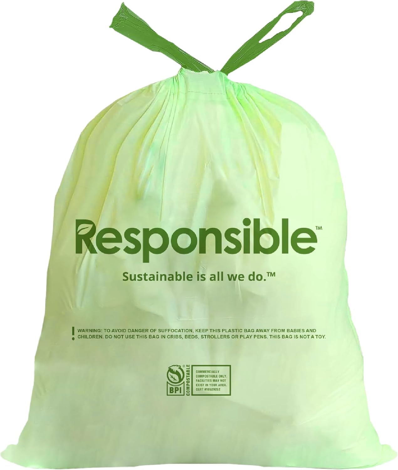 Responsible Products Kitchen Bin Liners, Certified Compostable, Heavy Duty Multipurpose Food Scrap