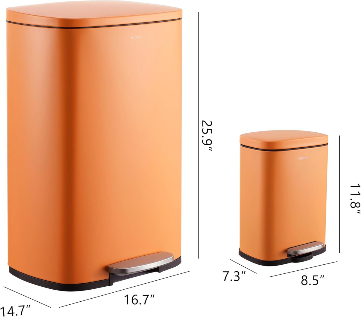happimess HPM1006K Connor Rectangular 13.2-Gallon Trash Can with Soft-Close Lid and Free Mini Trash