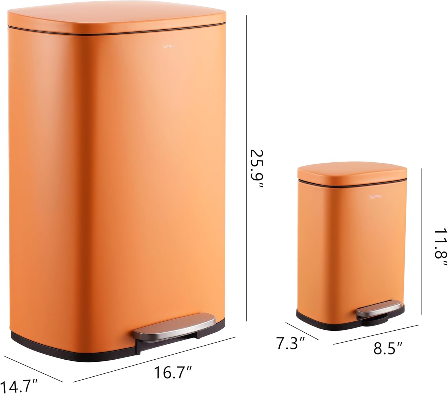happimess HPM1006K Connor Rectangular 13.2-Gallon Trash Can with Soft-Close Lid and Free Mini Trash