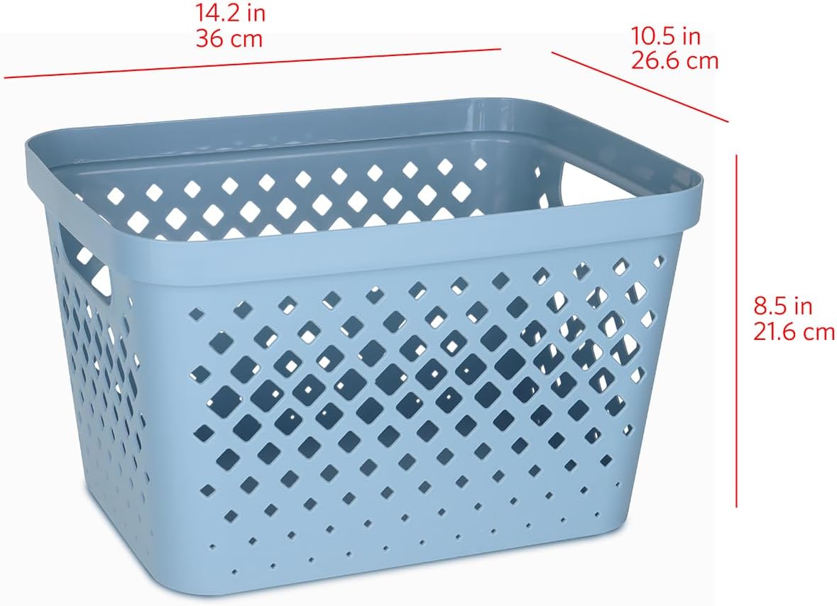 Glad Plastic Storage Basket Set, Value Pack of 6 | Open Storage Bins for Shelves, Bathroom, Pantry