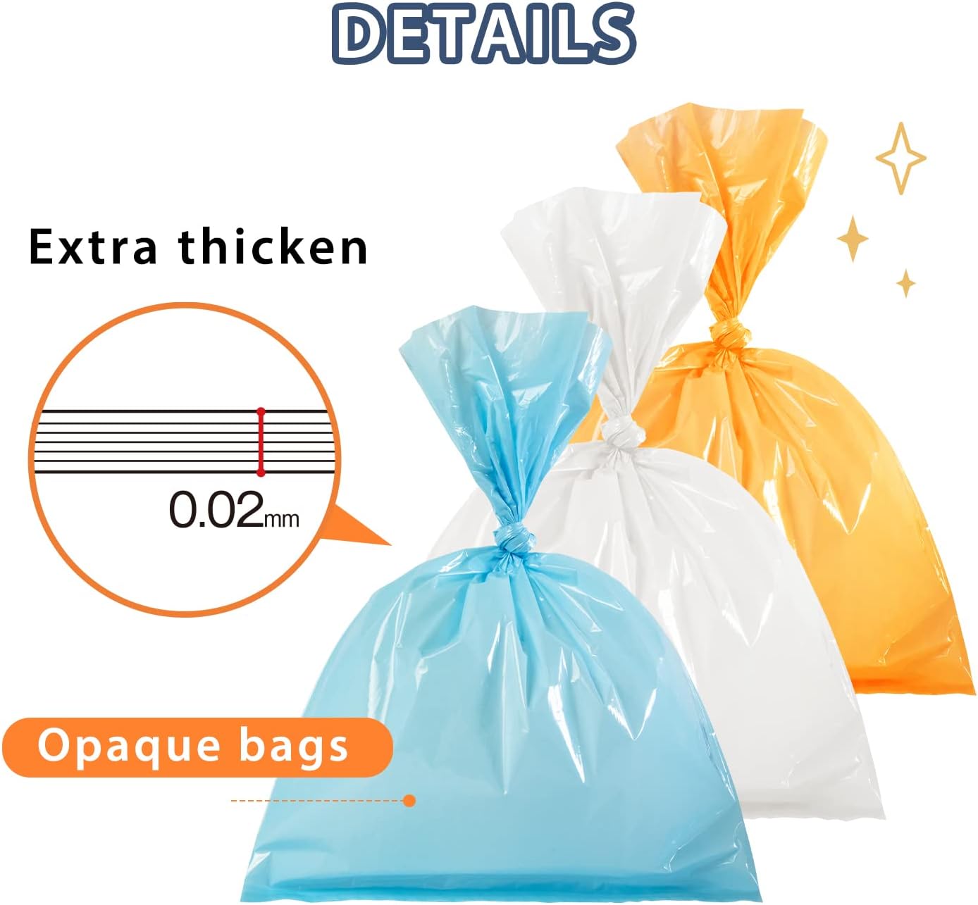 Odor Sealing Disposable Diaper Bags, 150 Count, Blue, Large Capacity, Unscented Diaper Trash Bags