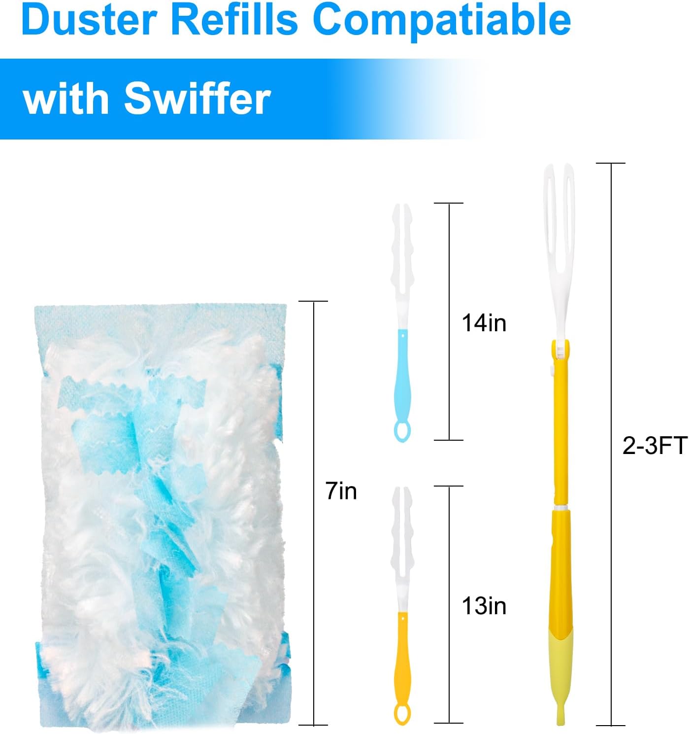 KeFanta Duster Refills for Swiffer Dusters, 180 Heavy Duty Multi Surface Refills & 1 Handle