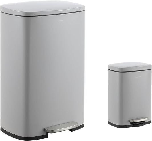 happimess HPM1006I Connor Rectangular 13-Gallon Trash Can with Soft-Close Lid and Free Mini Trash