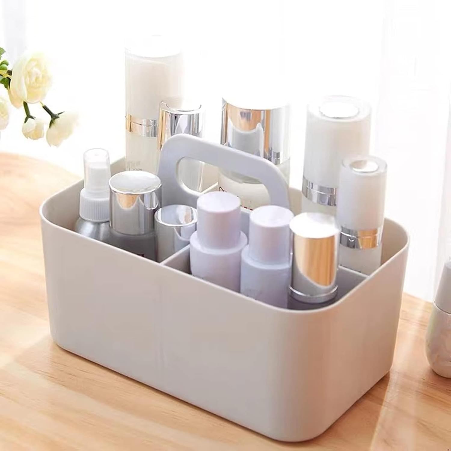 Feadily (2 Pack Plastic Shower Caddy Portable, Portable Basket with Handle Storage Organizer