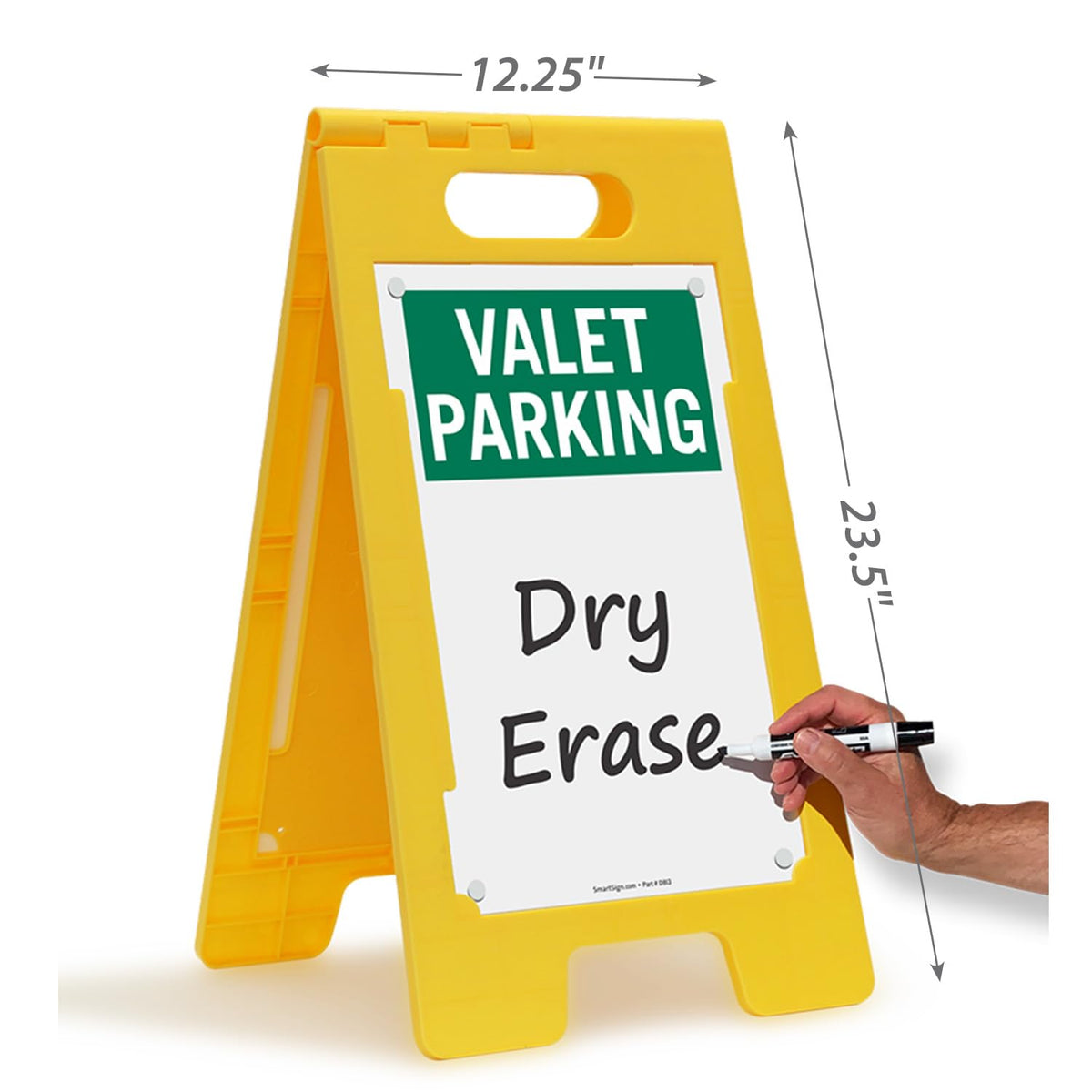 SmartSign 25 x 12 inch Dry Erase “Valet Parking” Two-Sided Write-On Standing Floor Sign