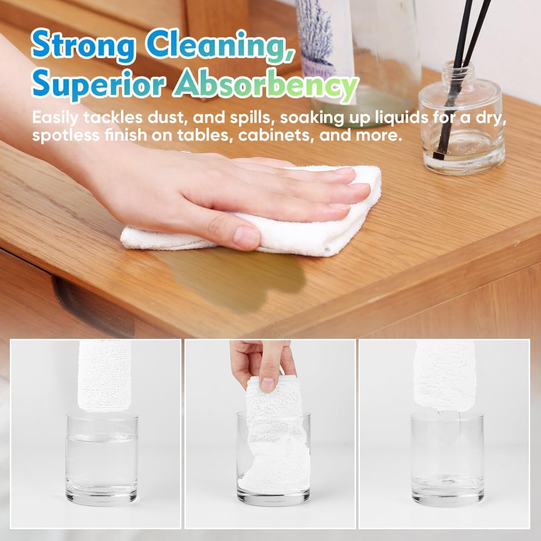 HOMEXCEL White Microfiber Cleaning Cloth 12 Pack, 12.5 x 12.5 inch Microfiber Towels for Cars