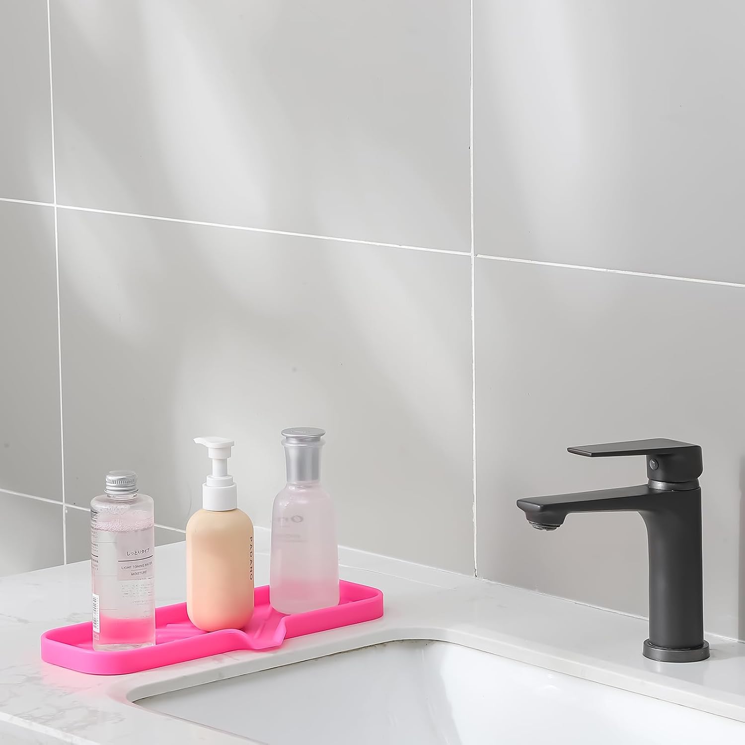 Silicone Bathroom Soap Dishes with Drain Spout-Bathroom and Kitchen Sink Organizer,Sponge
