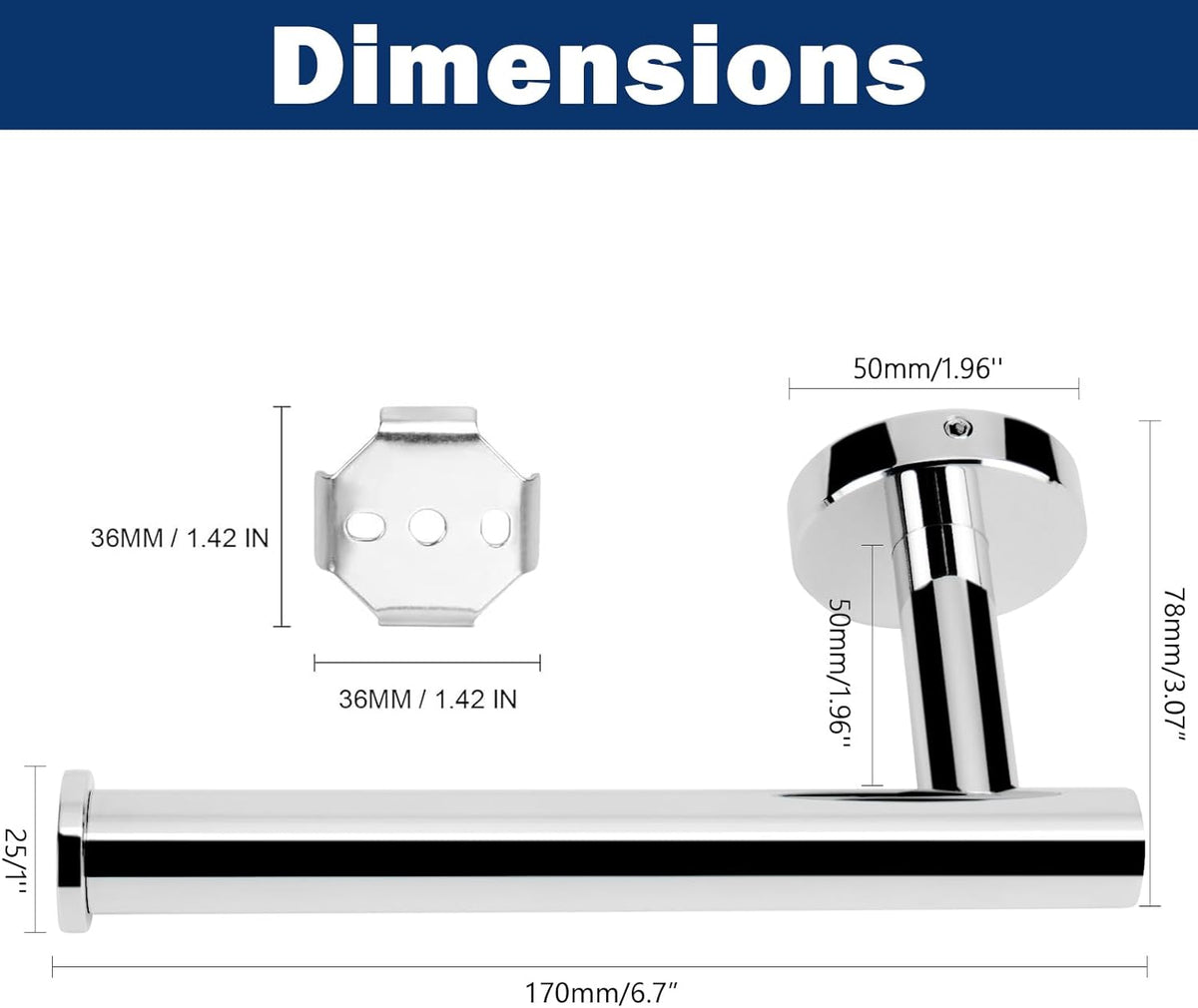 NearMoon Bathroom Toilet Paper Holder, Premium SUS304 Stainless Steel Rustproof Wall Mounted Toilet