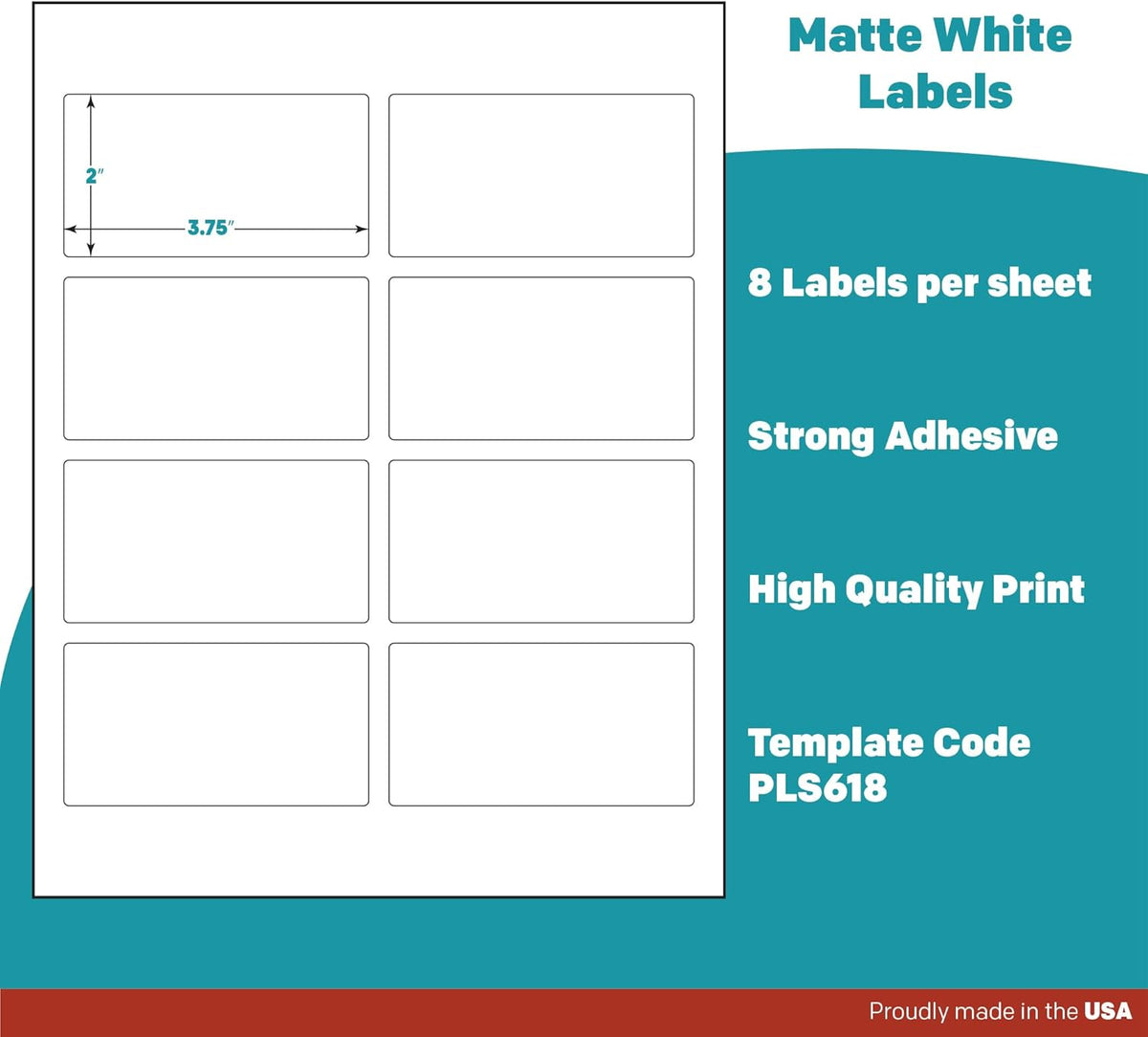 Premium Label Supply White Sticker Mailing Labels – 3.75" x 2" – Laser/Inkjet Compatible – (8 per