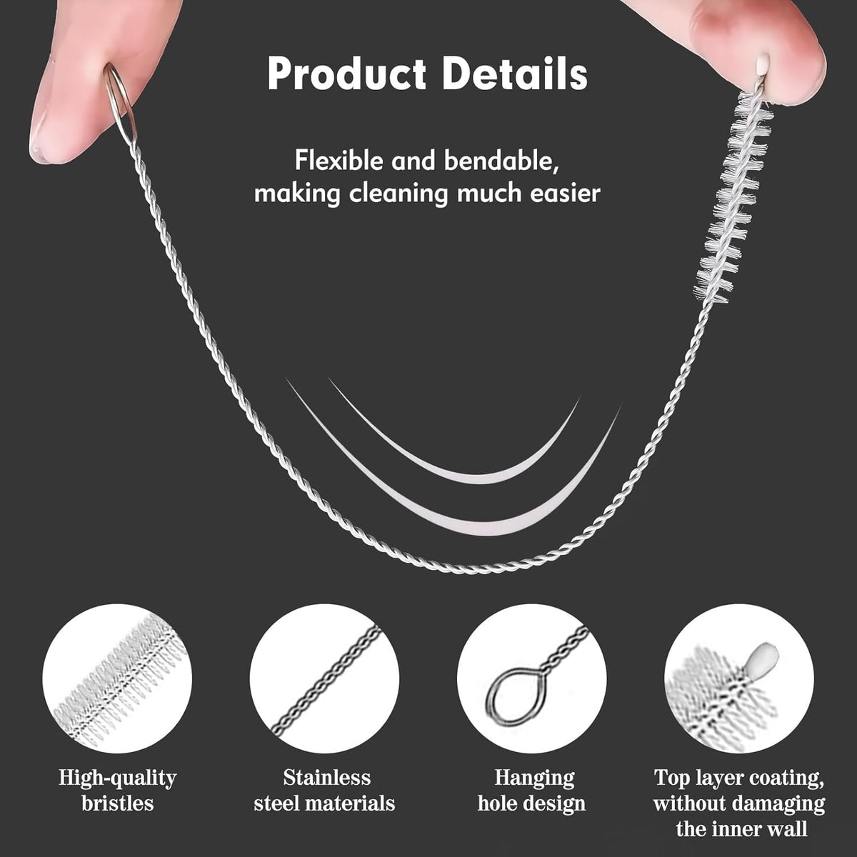 18Pcs Straw Cleaner Brush, Straw Cleaner with Extended Handle for Deep Cleaning, Straw Brushes for