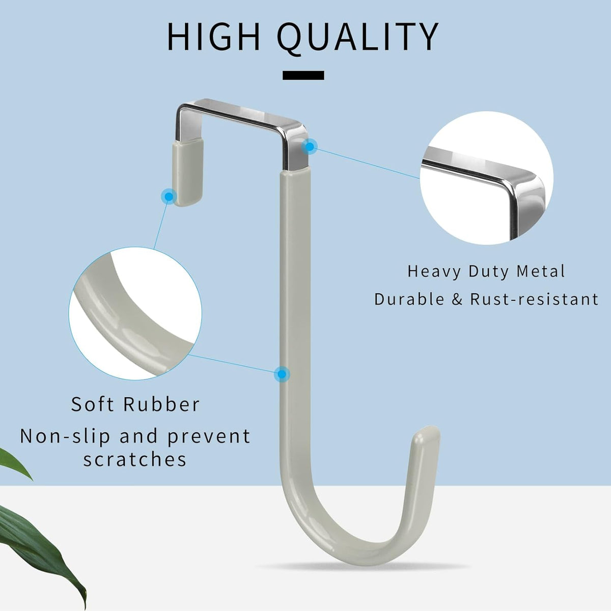 FYY Over The Door Hooks, 4 Pack Door Hangers Hooks with Rubber Prevent Scratches Heavy Duty