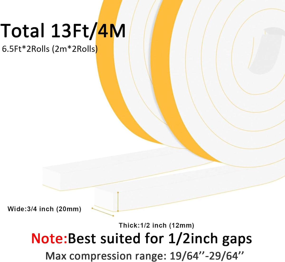 Strong Adhesive Weather Stripping for Doors and Windows, High Density Door Seal, SoundProof