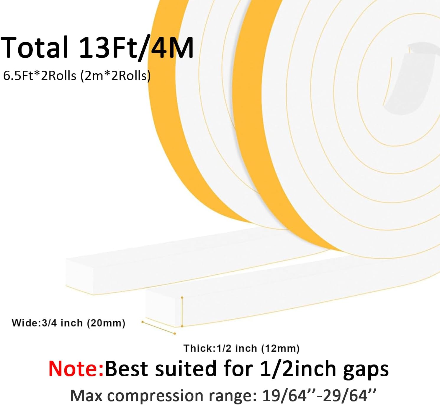 Strong Adhesive Weather Stripping for Doors and Windows, High Density Door Seal, SoundProof