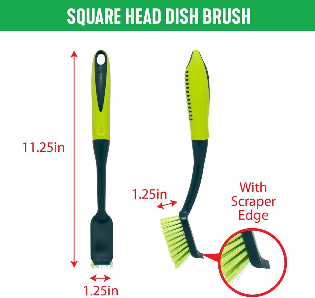 Pine-Sol Scrub Brush Set - Long Handle Cleaning Brushes with Heavy Duty Bristles and Comfort Grip