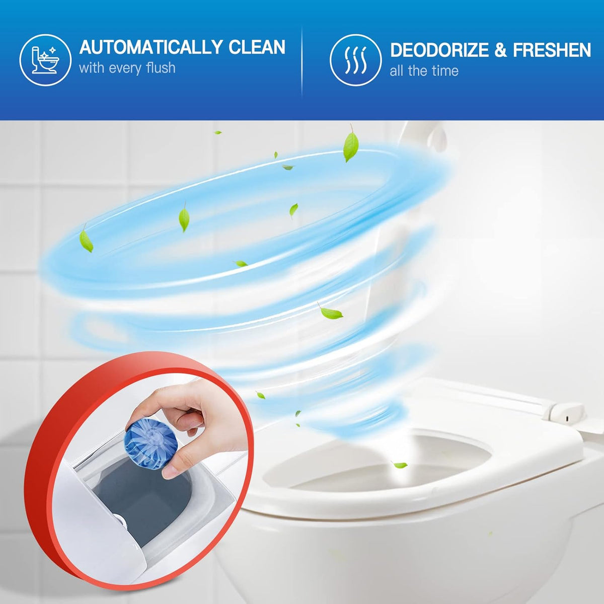 Vacplus Toilet Bowl Cleaners - 20 Pack Long-Lasting Toilet Cleaner Tablets, Prevent Stains &