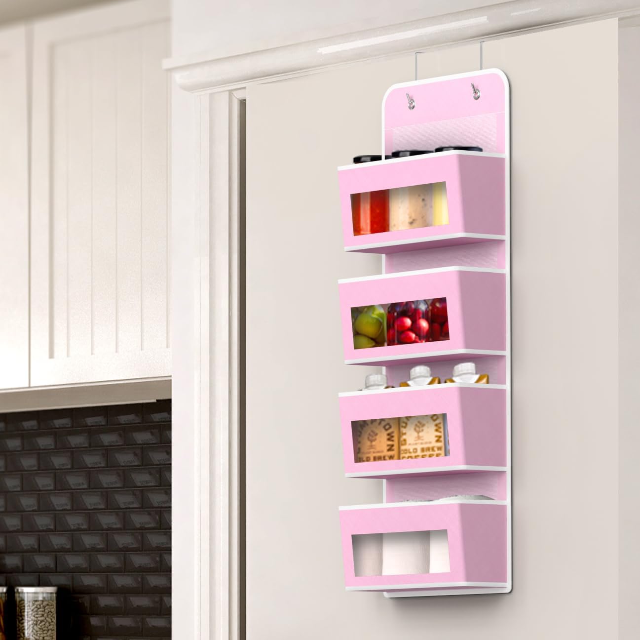 Simple Houseware 4 Clear Window Pocket Over Closet Door Storage Hanging Organizer for Bedroom