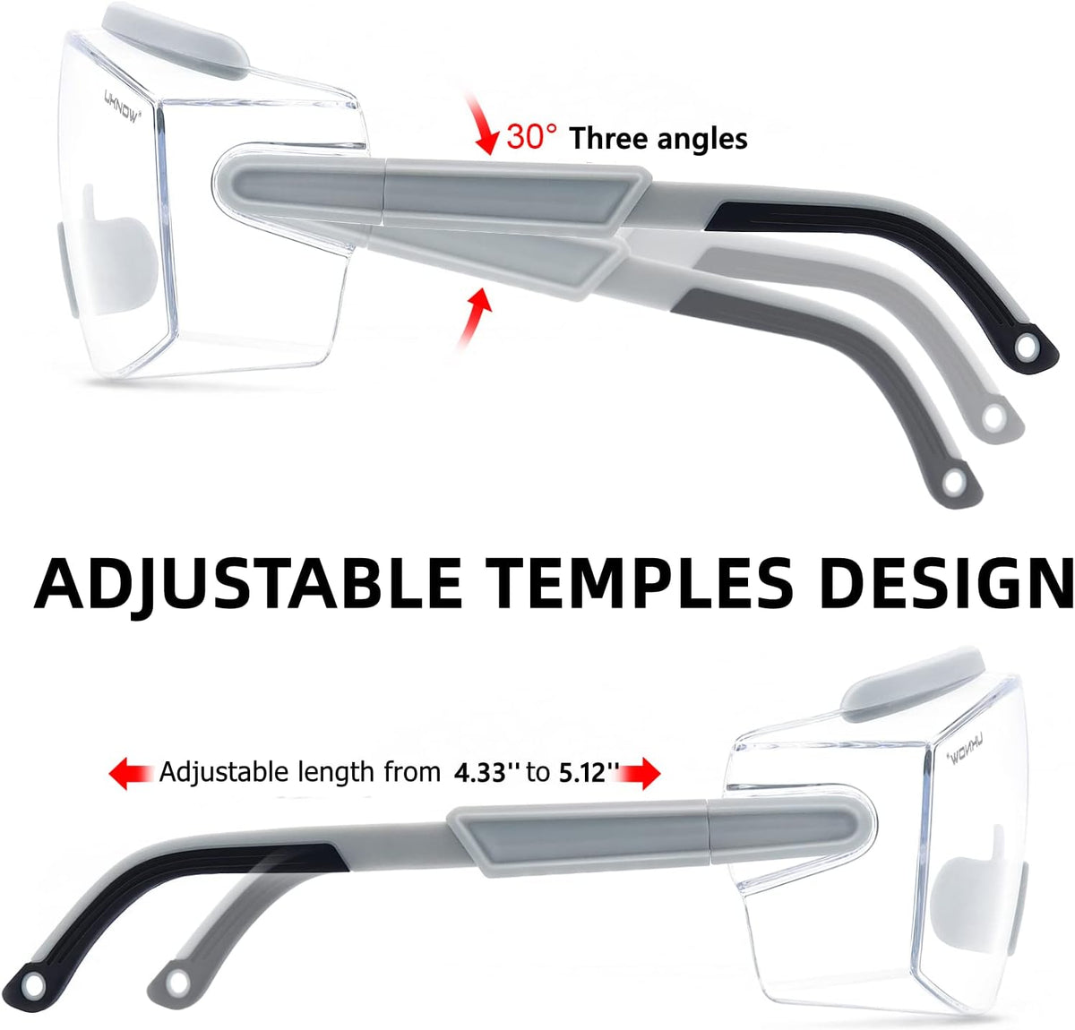 UKNOW Safety Goggles Over Glasses, Safety Glasses Anti Fog Wraparound Eye Protection, Protective