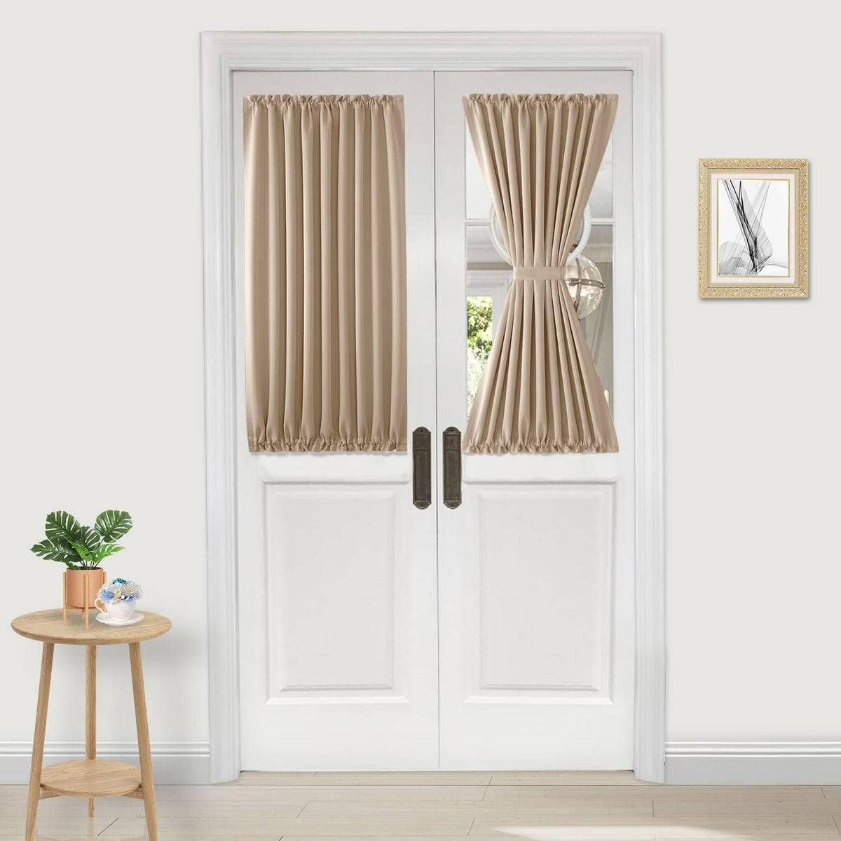 DWCN French Door Curtains – Rod Pocket Thermal Blackout Curtain for Doors with Glass Window