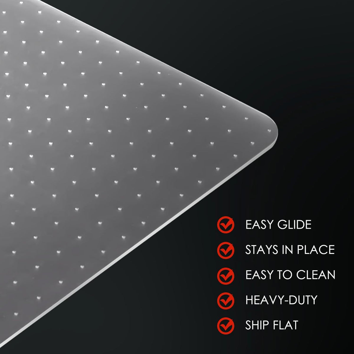 Kuyal Office Chair Mat for Carpet, 32x49 Clear Heavy Duty Computer Chair Mat, Under Desk Protector