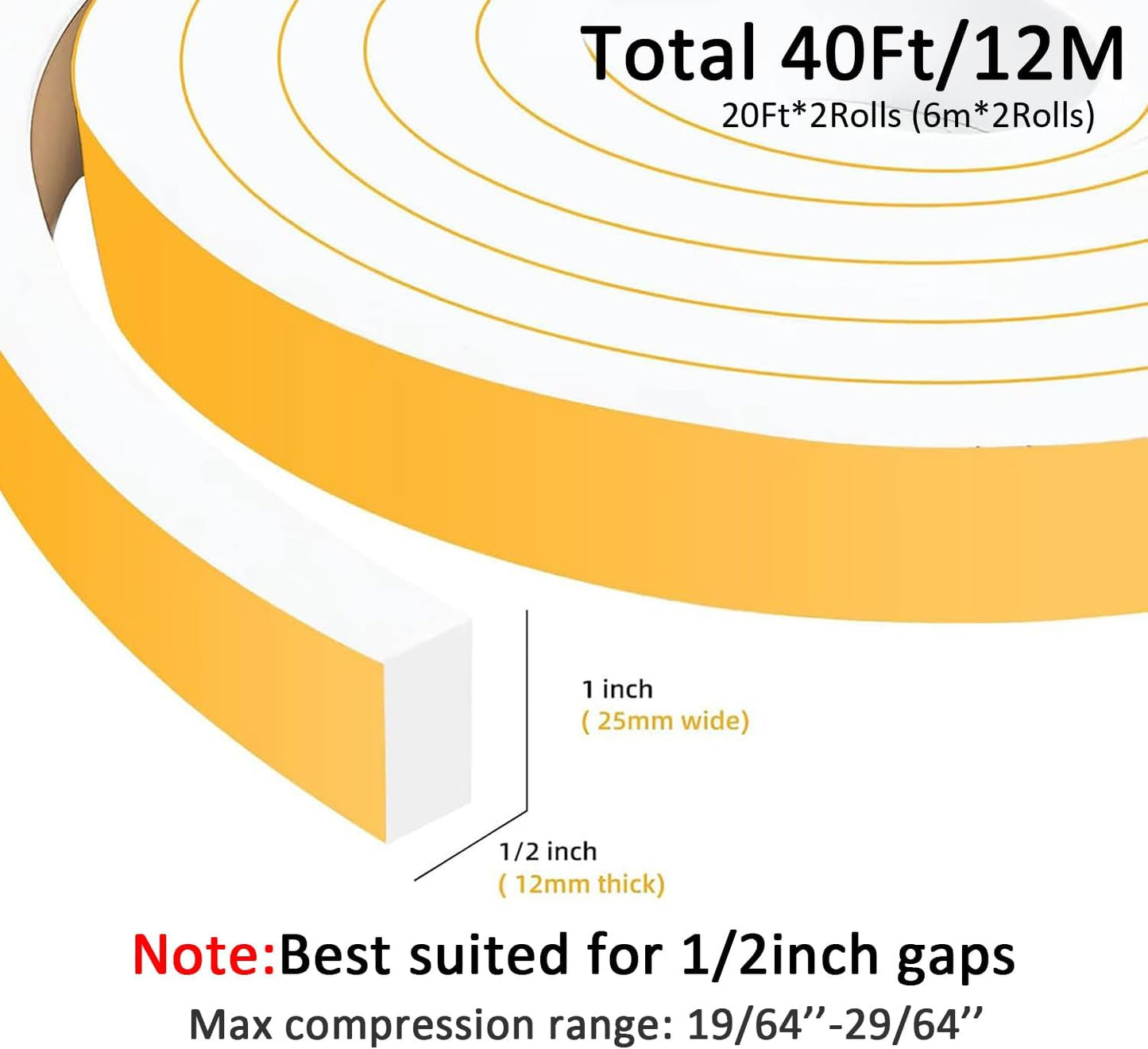 High Density Foam Weather Stripping Door Seal Strip Insulation Tape Roll for Insulating Door Frame