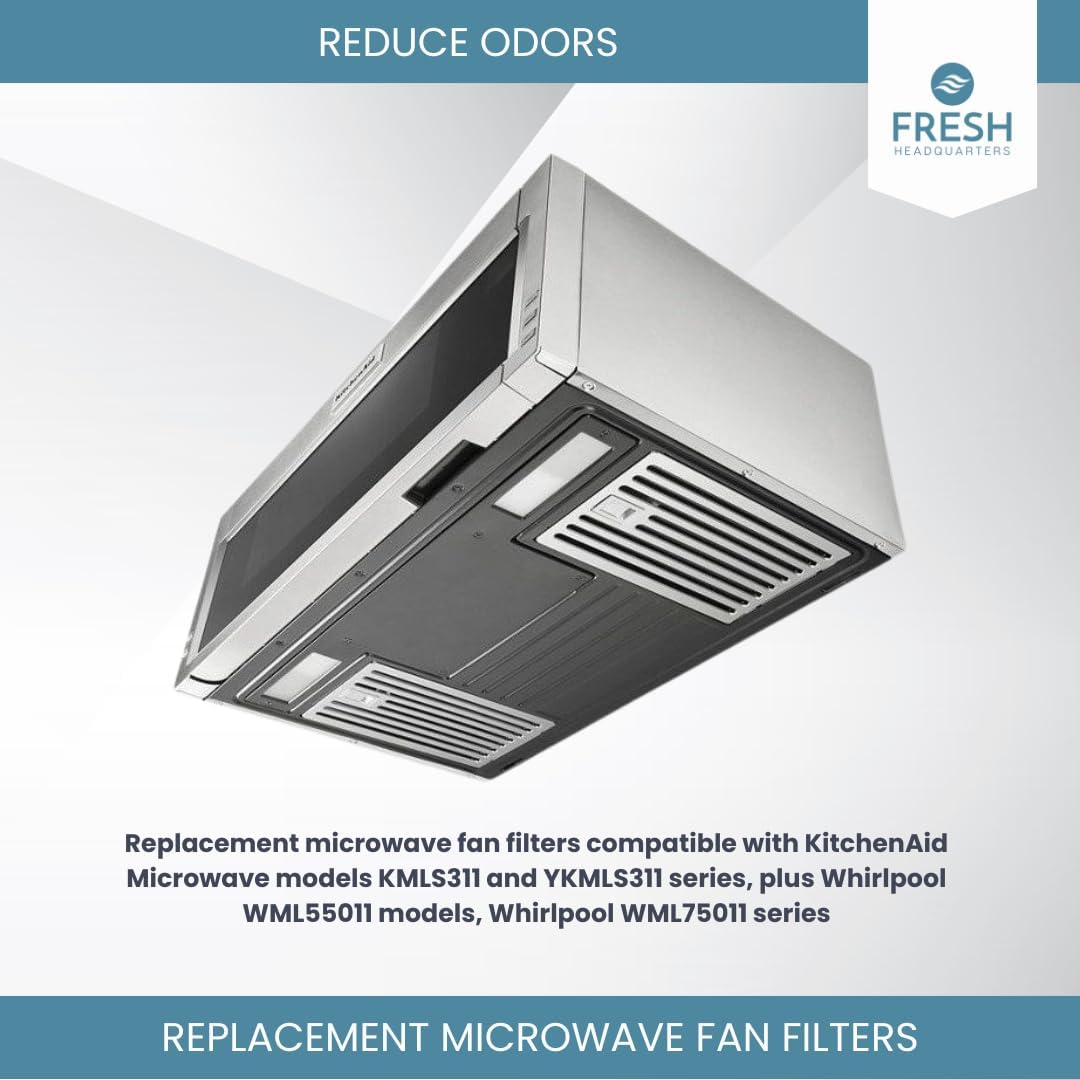 2-Pack Activated Carbon Charcoal Microwave Hood Filters - Pre-Cut 10" x 7.21" Microwave Hood