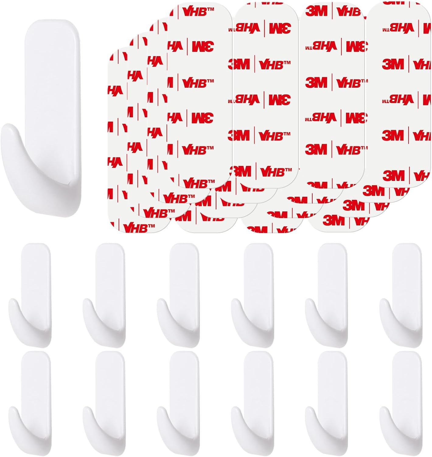 Wall Hooks for Hanging Heavy Duty, Large 12 Self Adhesive Wall with 16 Strips no Damage, Sticky for