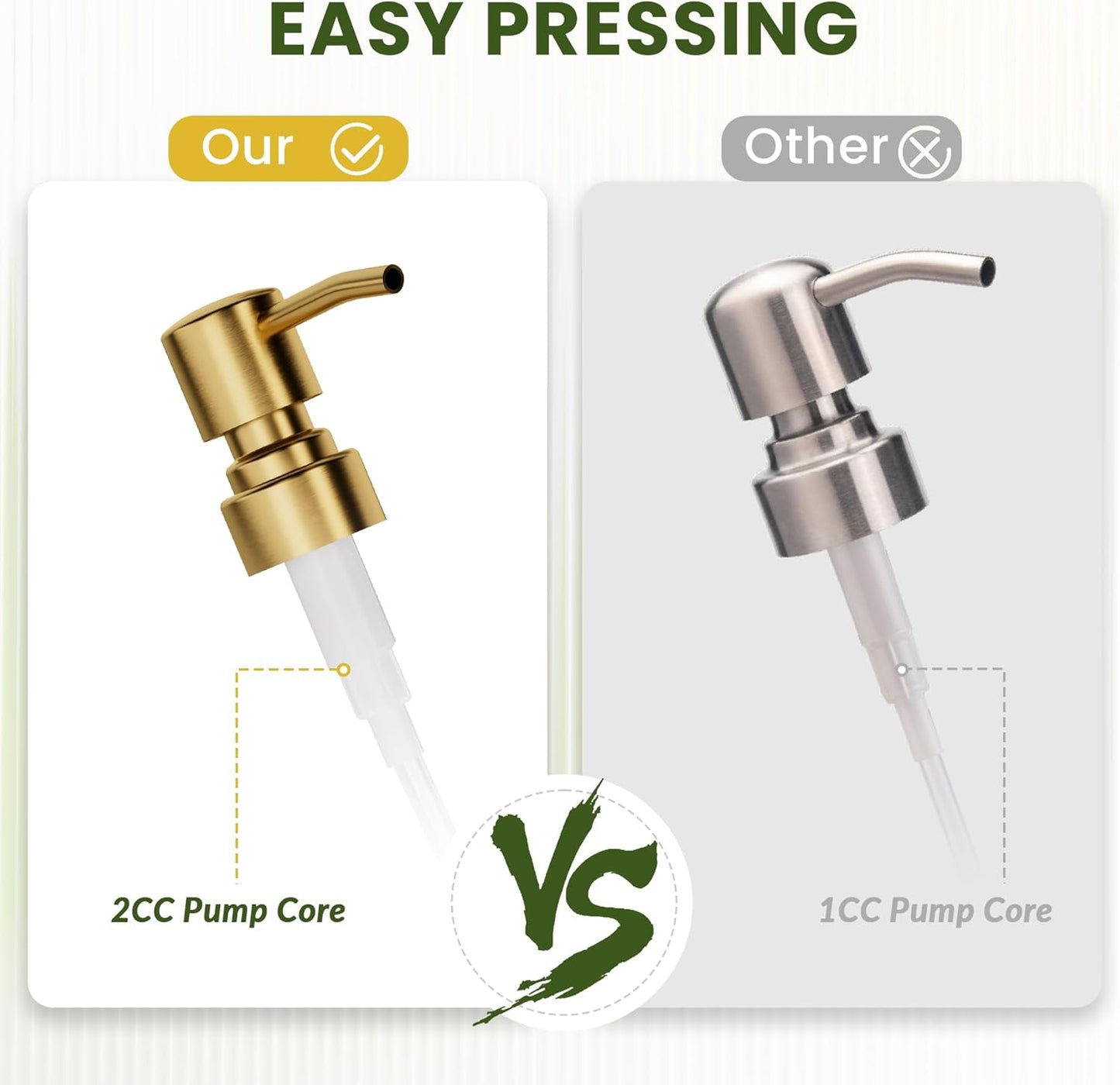 AmazerBath Soap Dispenser, 2 Pack Glass Soap Dispenser with Pump Stainless Steel, 17 Oz Clear Gold