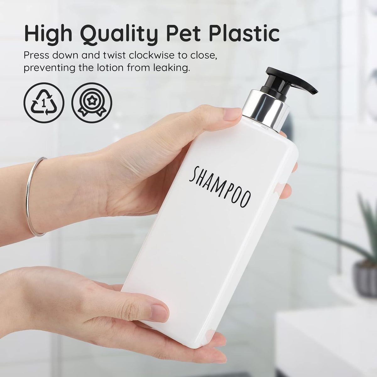 Segbeauty Square Soap Dispenser Refillable, 3pcs 16.9oz Plastic Pump Bottles, 500ml Empty Reusable