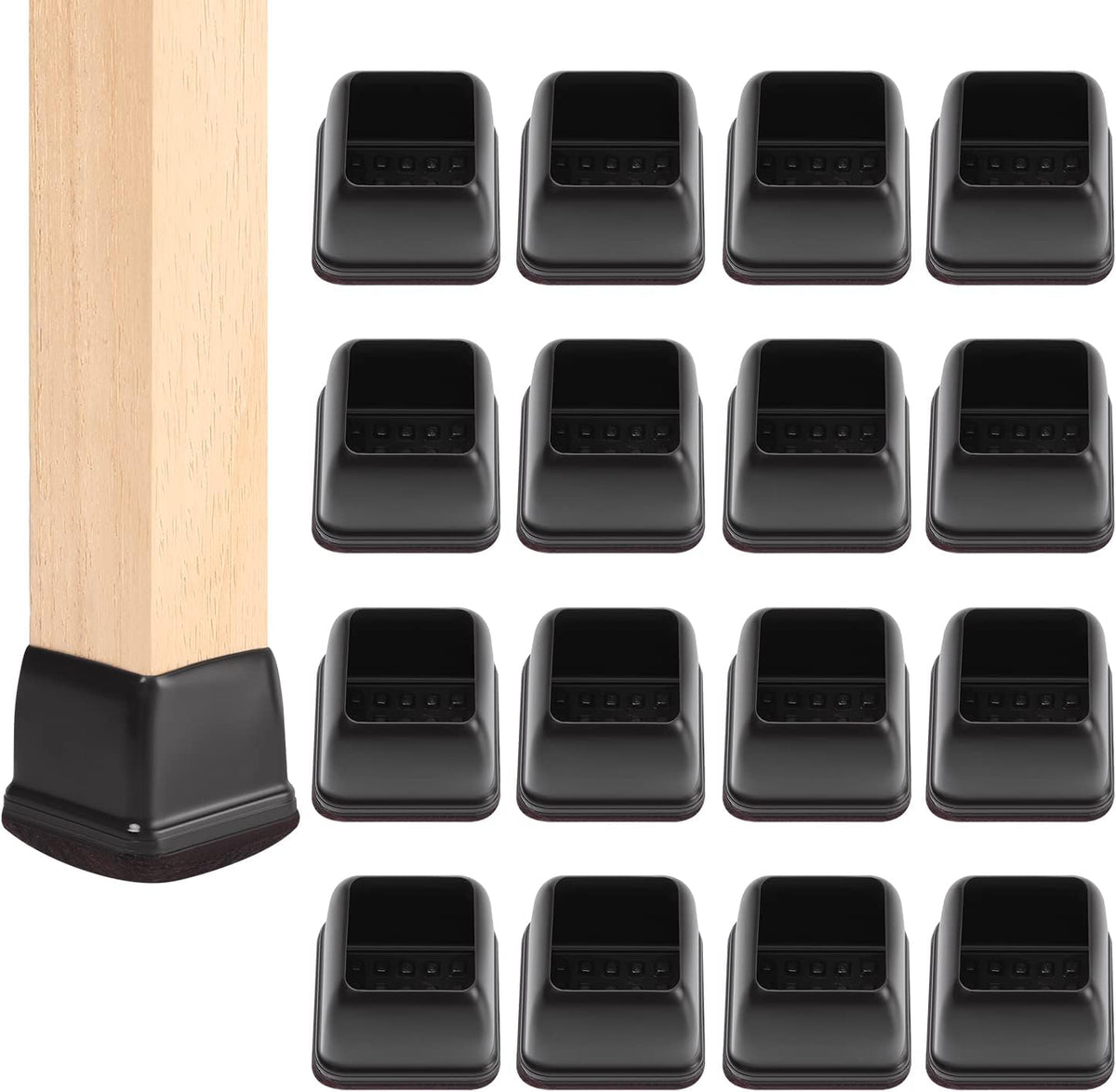 Ezprotekt 24 Pcs Square Chair Leg Floor Protectors with Felt, Silicone Felt Furniture Pads for