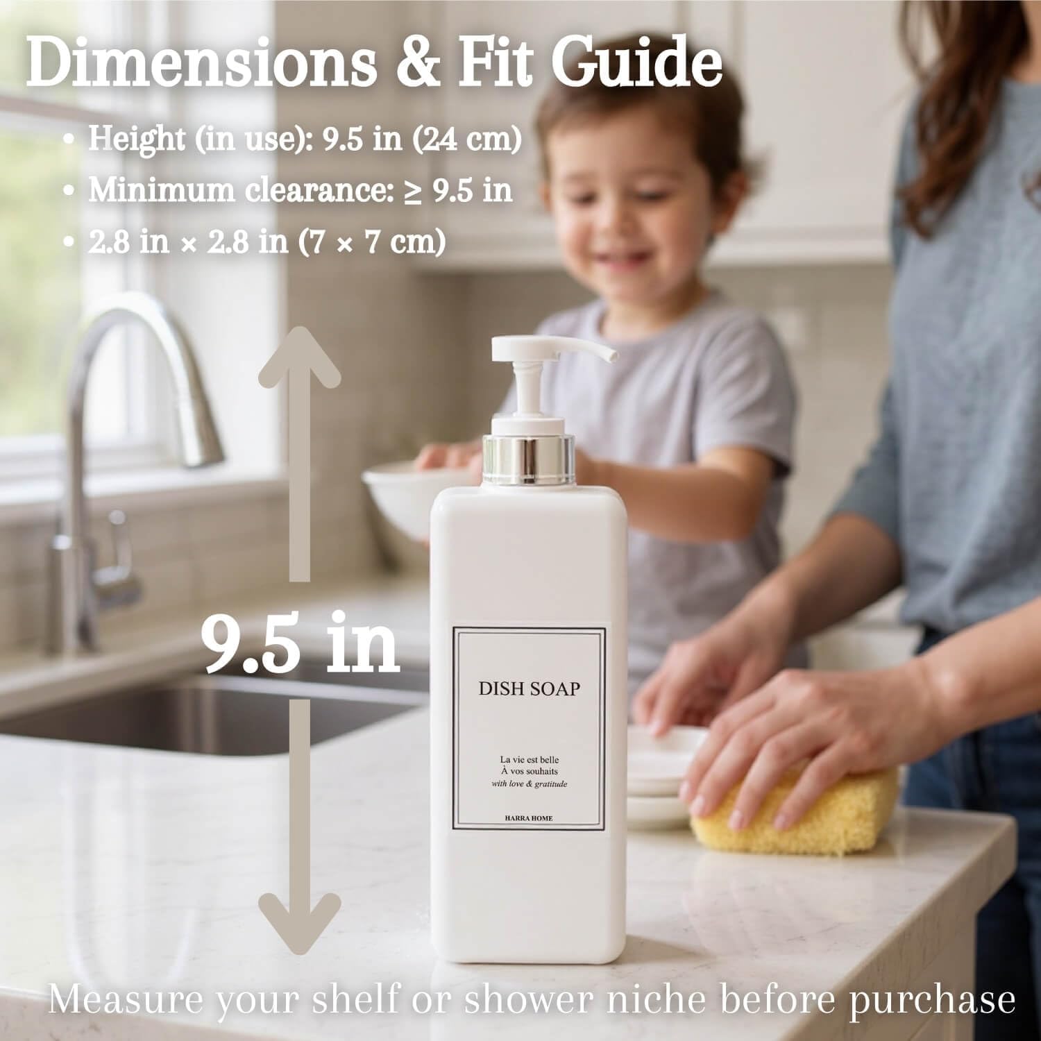 Modern Design Large 27 oz Shampoo and Conditioner Dispensers - Empty Plastic Refillable Pump Bottle