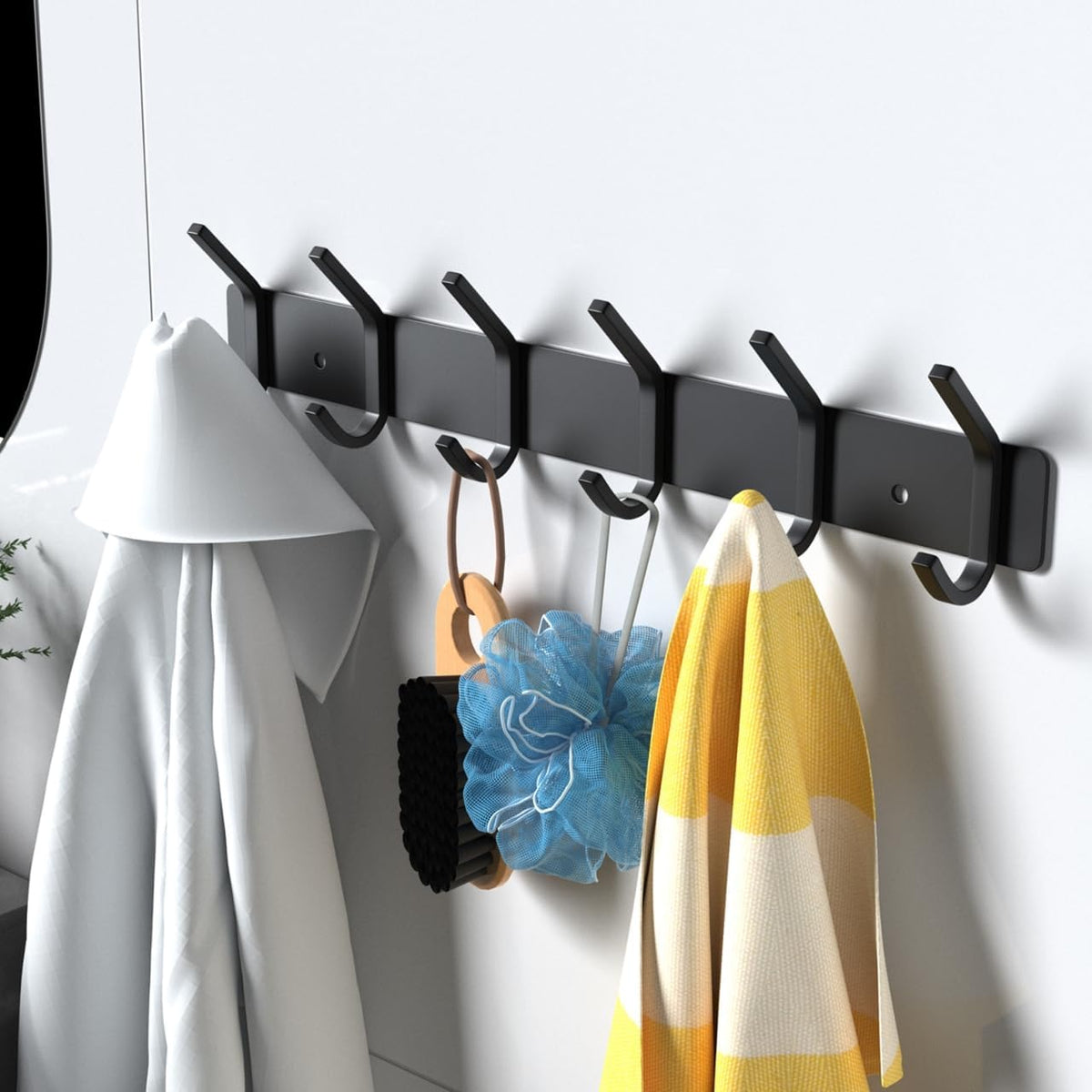 VAEHOLD Wall Hooks Coat Hooks Wall Mounted, Coat Rack with 6 Double Hooks for Hanging Towel Hat