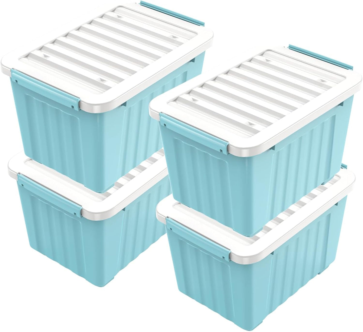 Nazhura 97 Quart Plastic Storage Bin, Blue Stackable and Nestable Storage Boxes with White Lids and