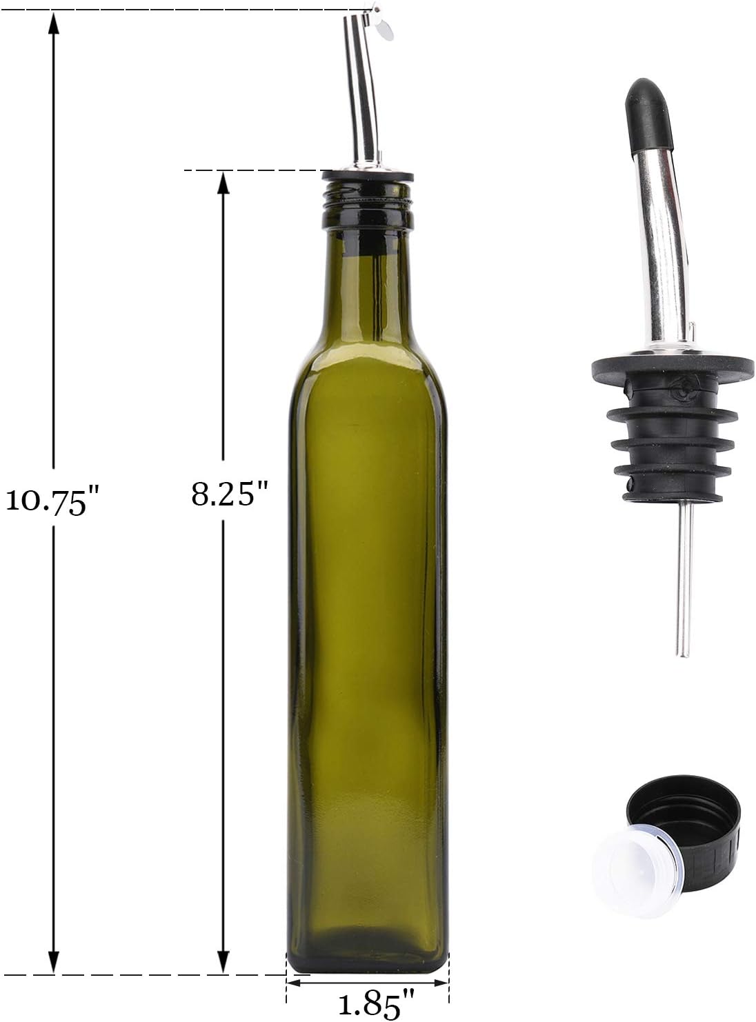 Kingrol 6 Pack 8 oz Glass Olive Oil Dispenser Bottles, Oil and Vinegar Cruets with Stainless Steel
