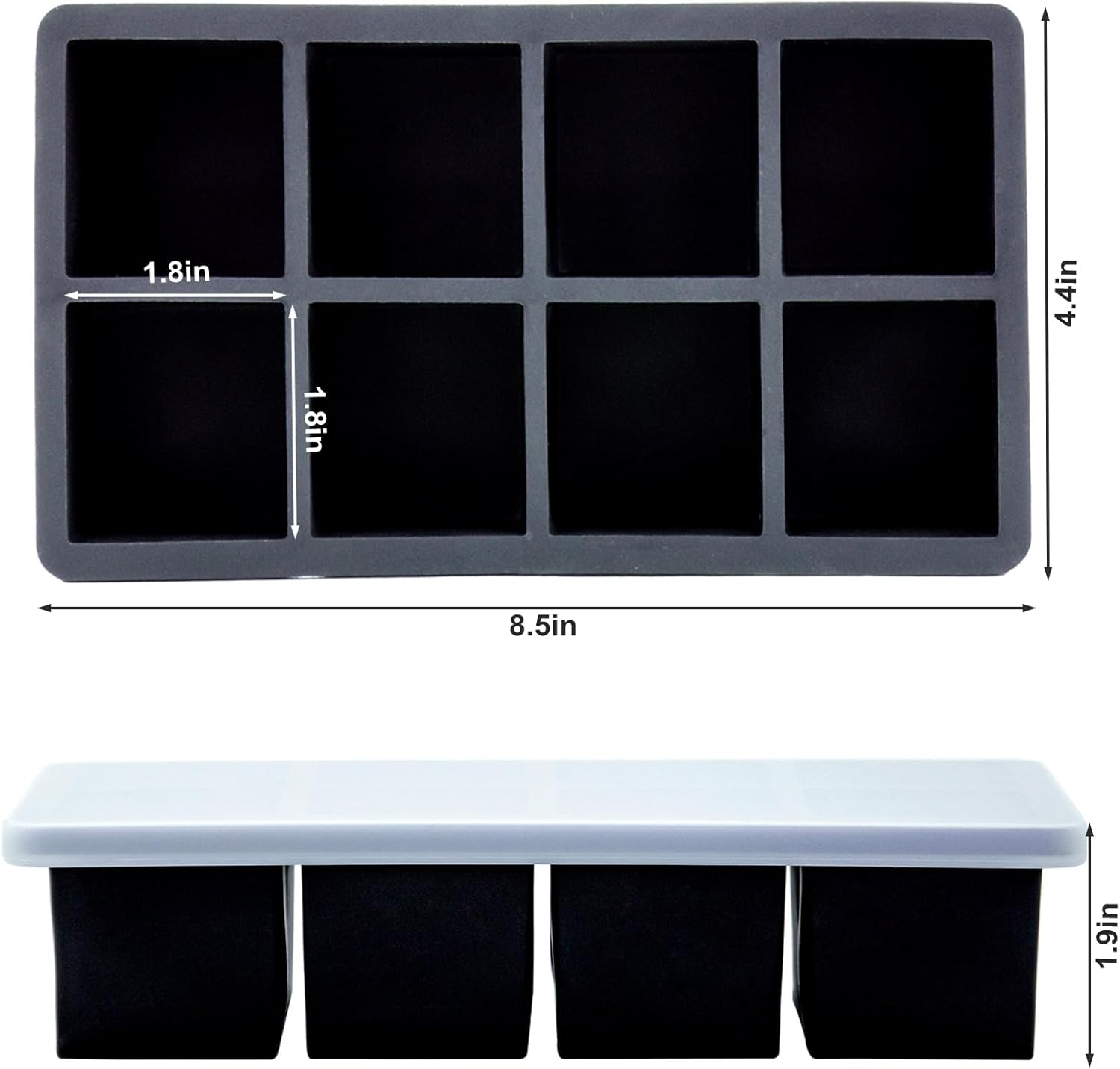 Bangp Large Ice Cube Tray for Whiskey (2 Pack),Metal Reinforced Frame Big Ice Cube Molds,Large