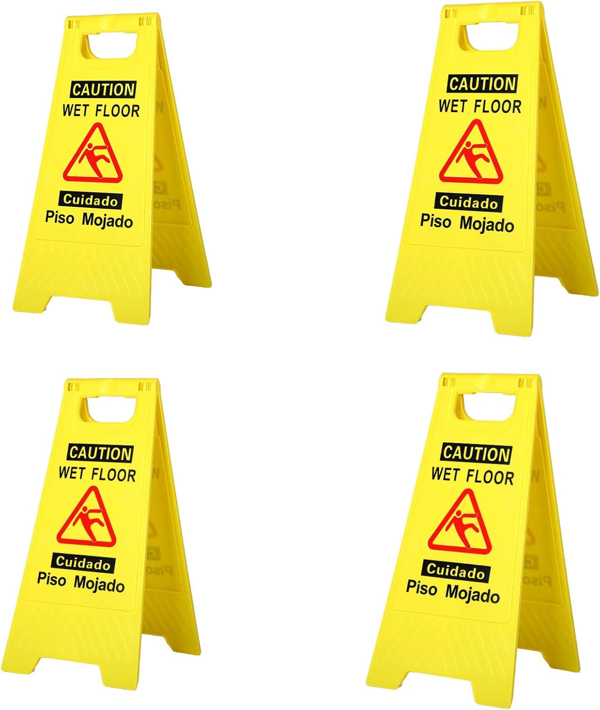 CERLMLAND wet floor signs 4 piece double-sided sign alerts clear identification using black text