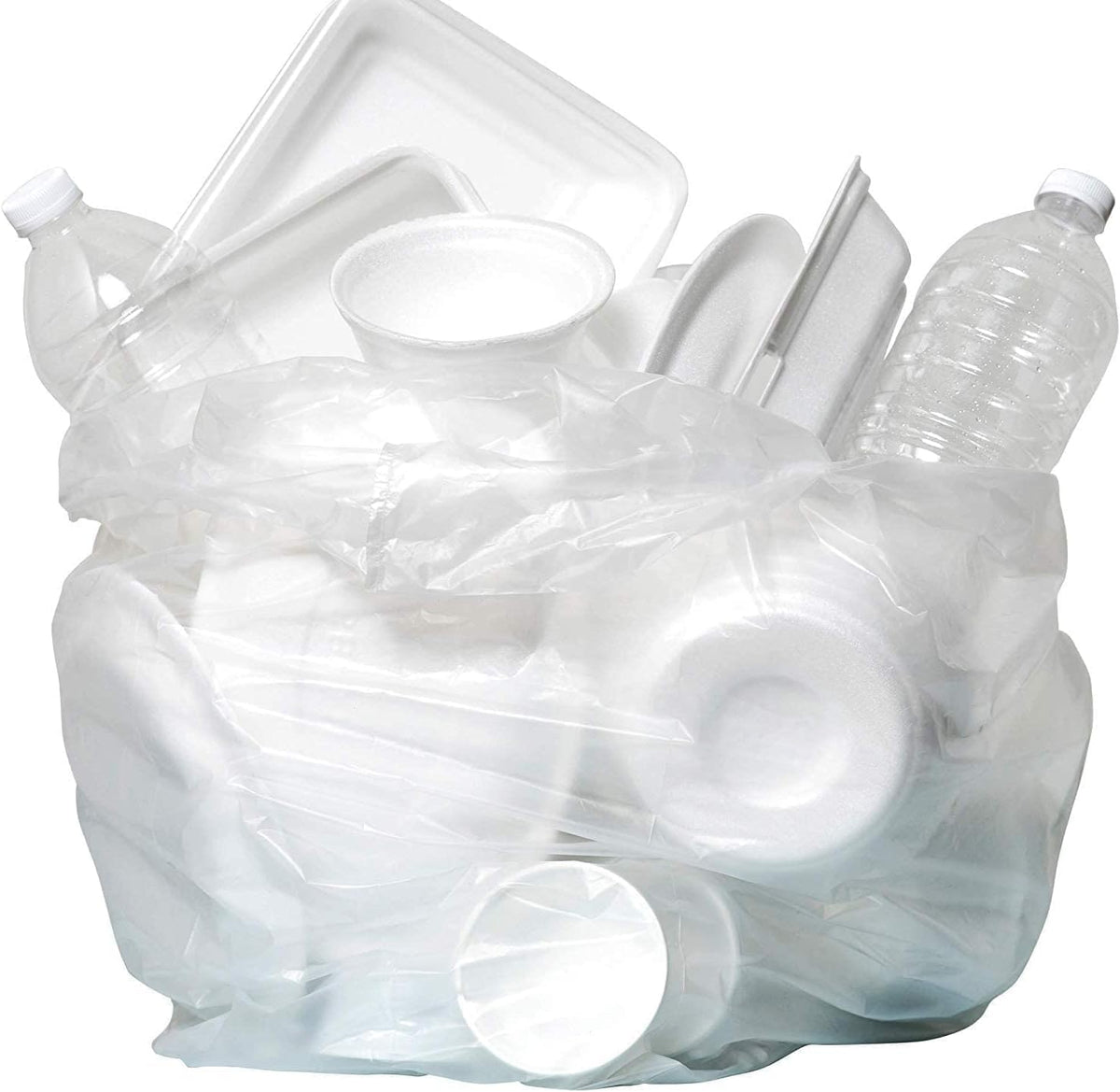 Aluf Plastics High Density Trash Bags, 60 Gallon, 200 Count, 14 Micron (eq), 38" x 60", Clear, for