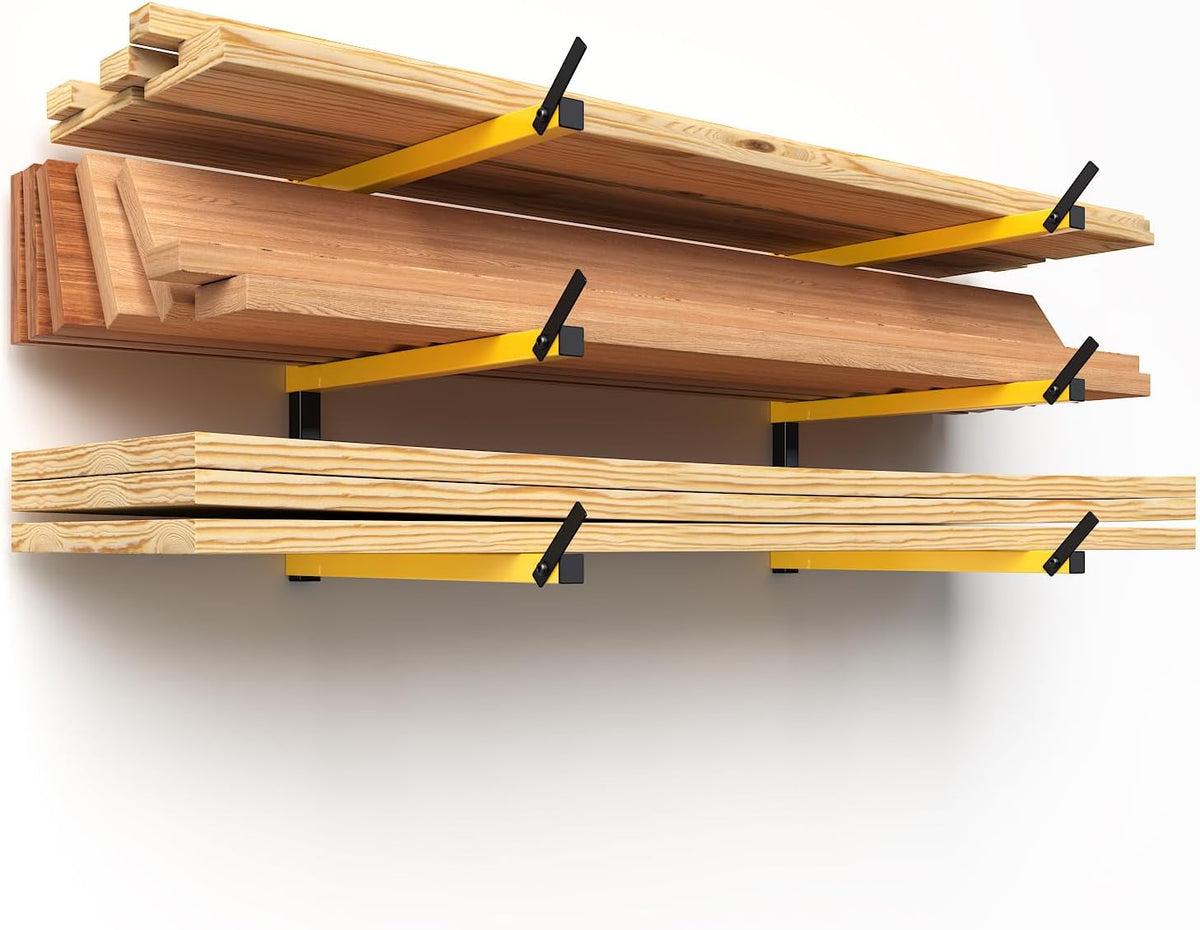 GREENER Lumber Storage Rack Folding Wood Storage Racks Wall-Mounted Metal Racks for Storage with