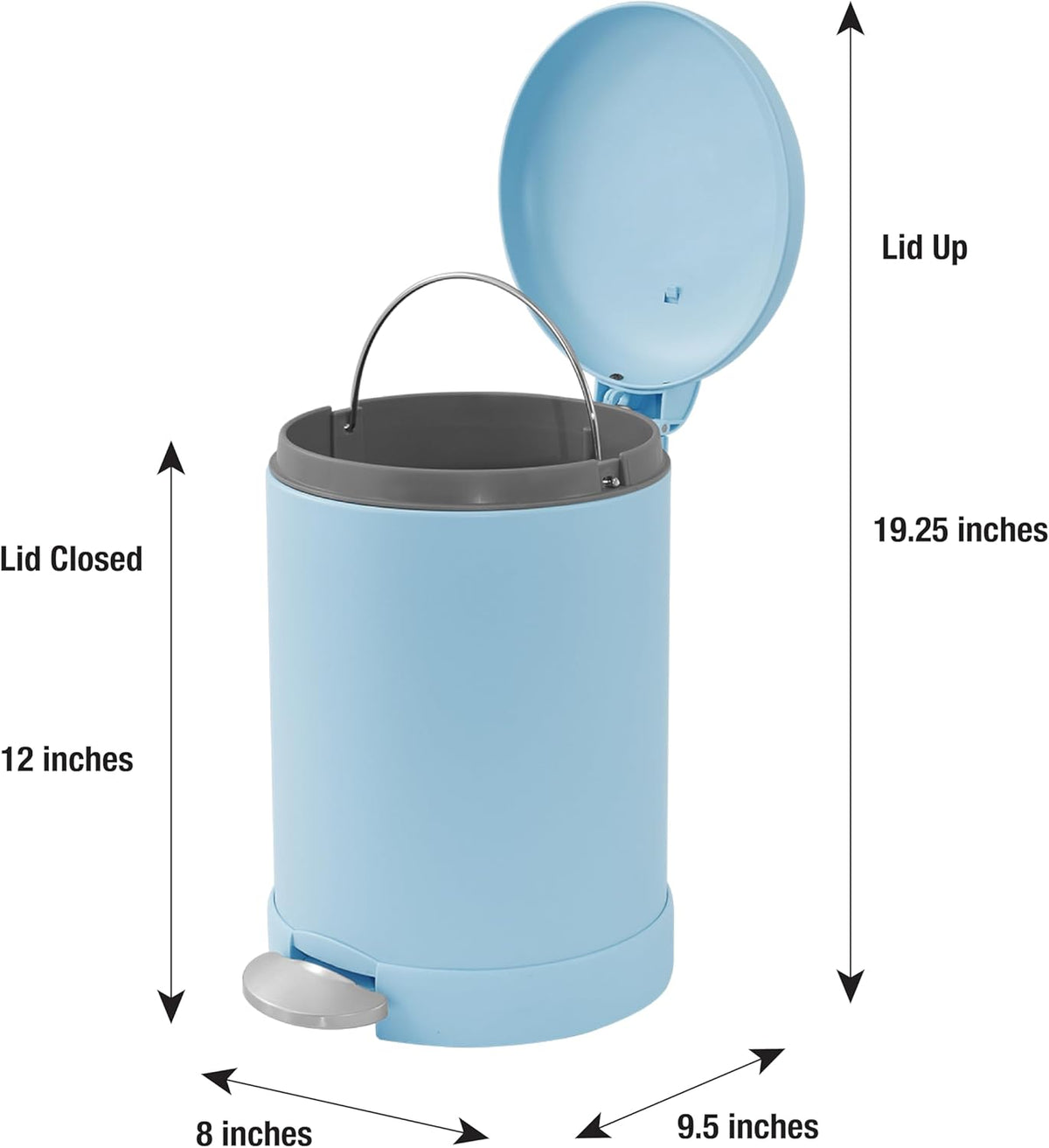 Glad Small Trash Can, 1.2 Gallon | Round Stainless Steel Garbage Bin with Soft Close Lid & Step