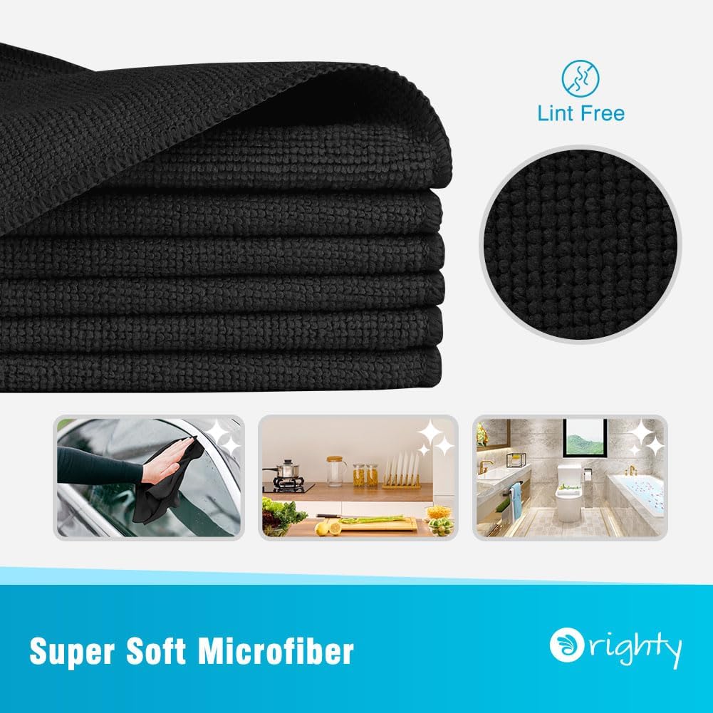 Orighty Microfiber Cleaning Cloth, 12 Pack Microfiber Towels for Cars, Highly Absorbent Car