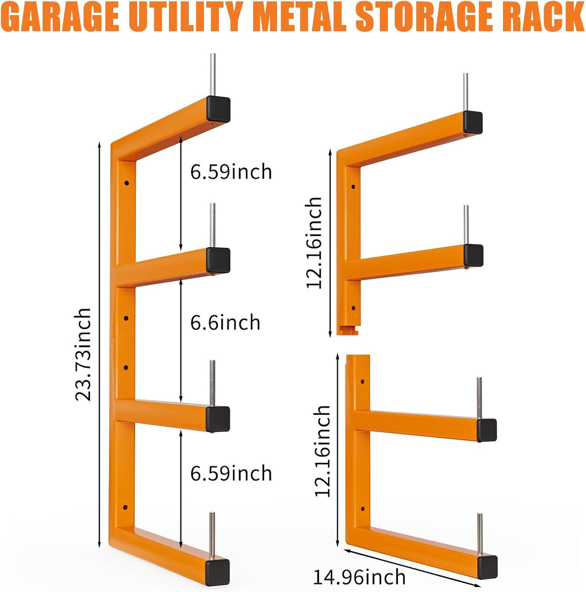 2-Pack Lumber Storage Rack, Wood Storage Racks Wall Mount, Heavy Duty Garage Wood Organizer With