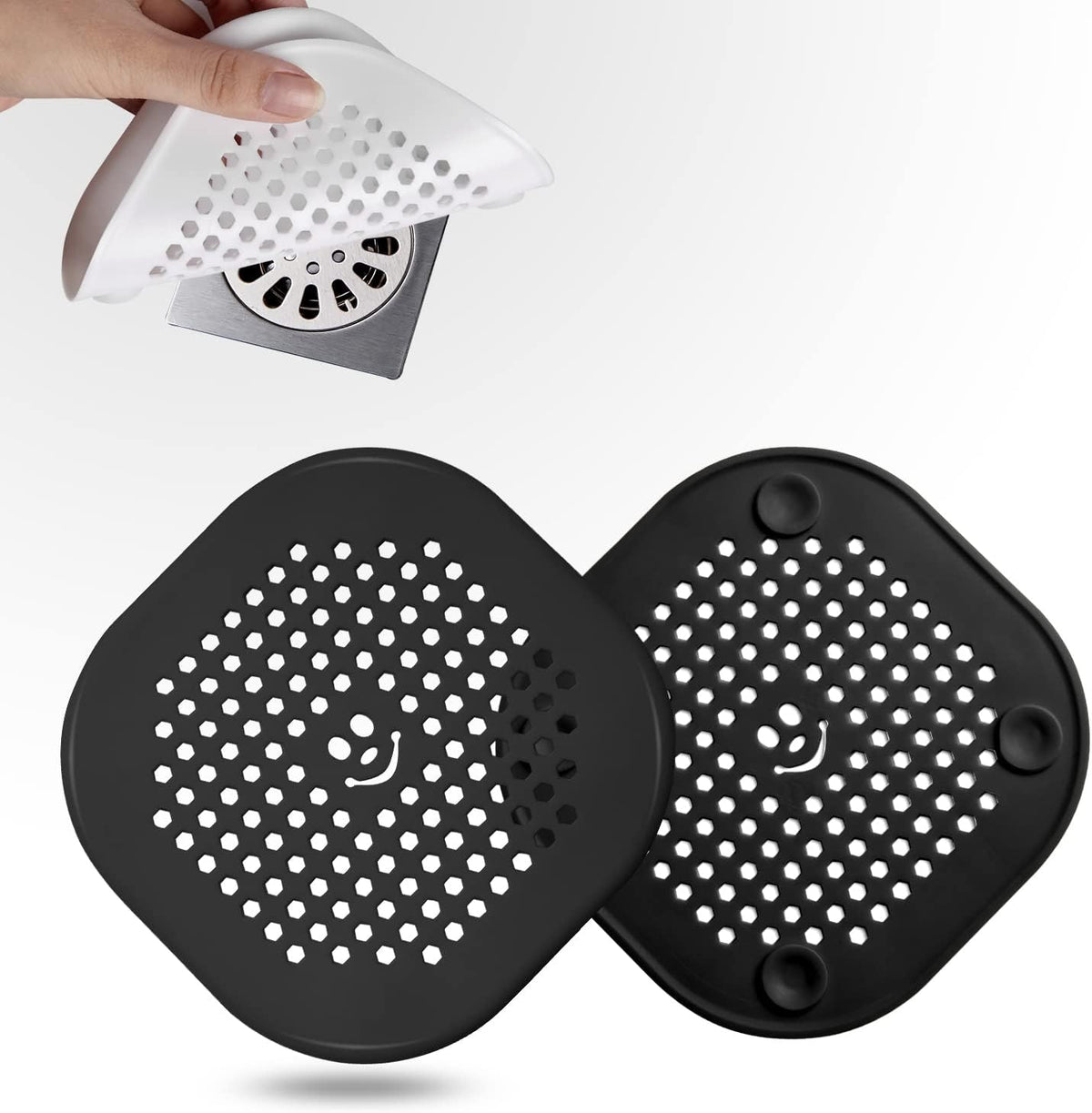 2 Pack Drain Cover Hair Catcher Silicone Drain Protector Hair Stopper for Shower Kitchen Bathroom