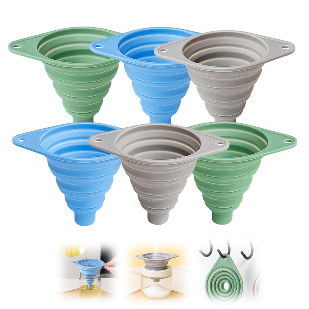Kitchen Funnel Set, 2025 New Silicone Collapsible Funnel, Multi-Purpose Small Funnels for Kitchen