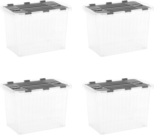 Superio Storage Bins with Lids, Clear Plastic Containers for Organizing, Stackable Totes, BPA Free