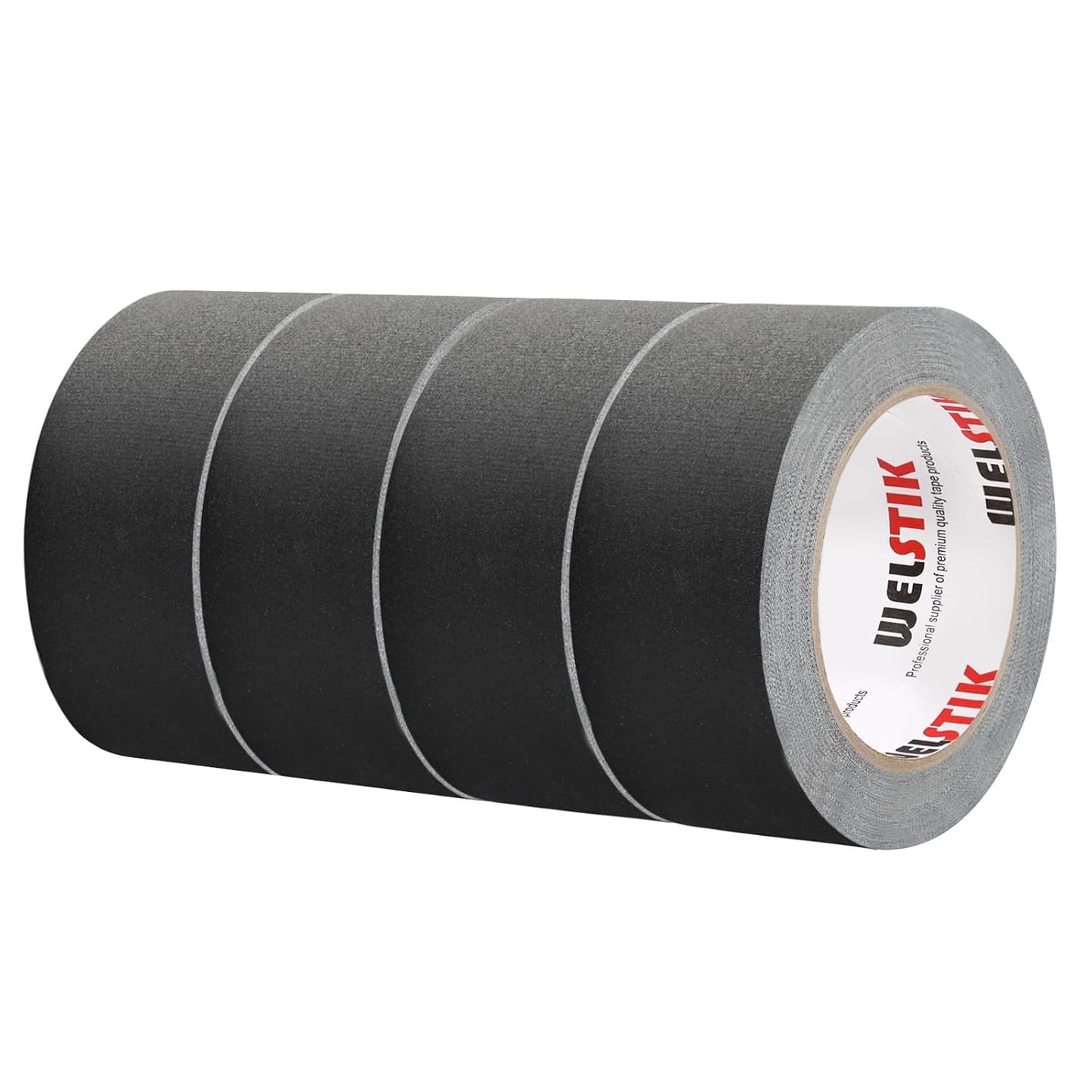 WELSTIK Non-Reflective Black Gaffers Tape 2 inch - 4 Pack Black Gaff Tape -2 in x 30 Yards – Matte