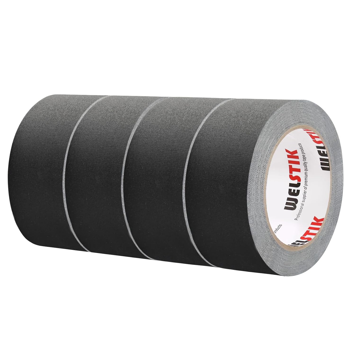 WELSTIK Non-Reflective Black Gaffers Tape 2 inch - 4 Pack Black Gaff Tape -2 in x 30 Yards – Matte