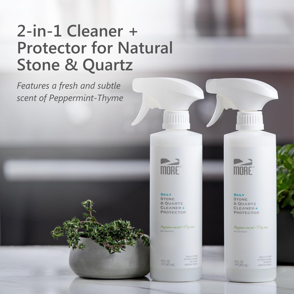 MORE Stone & Quartz Cleaner + Protector - Water Based Formula for Natural Stone and Quartz Surfaces
