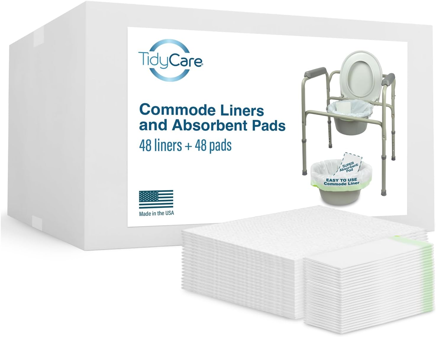 Disposable Bedside Commode Liners and Pads for Portable Toilet Chair Seat Bucket and Bedpan | Combo