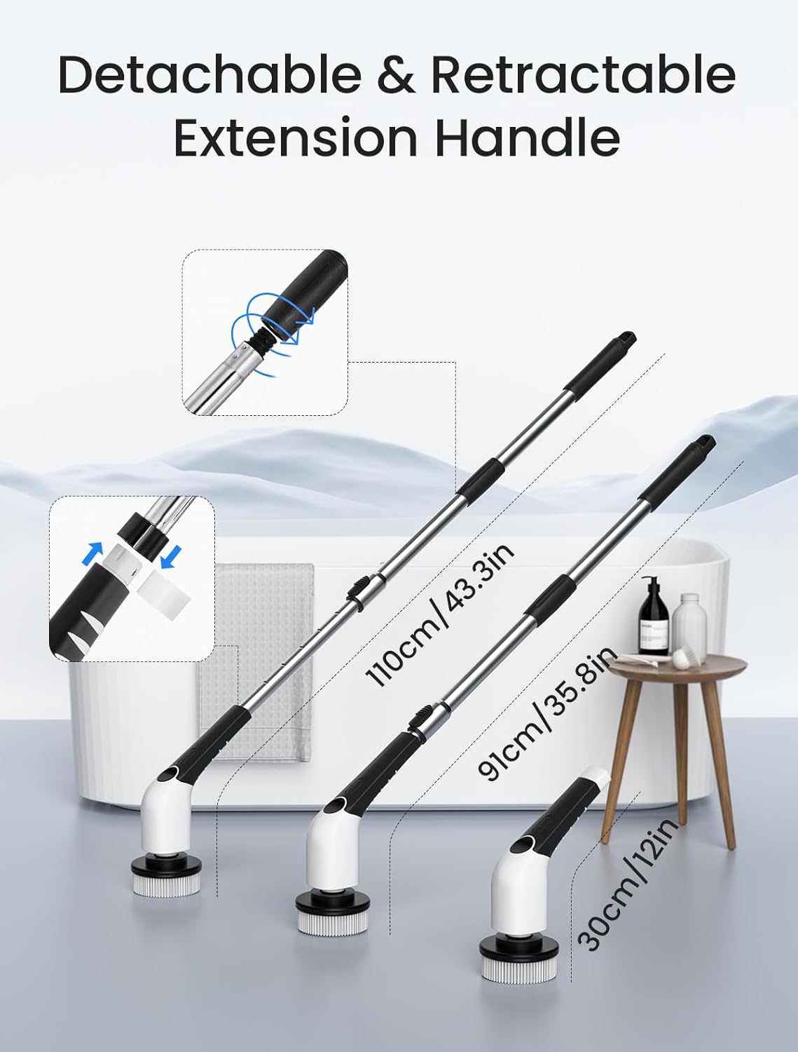 Electric Spin Scrubber, 2025 New Cordless Shower Cleaning Brush with 8 Replaceable Brush Heads, 3
