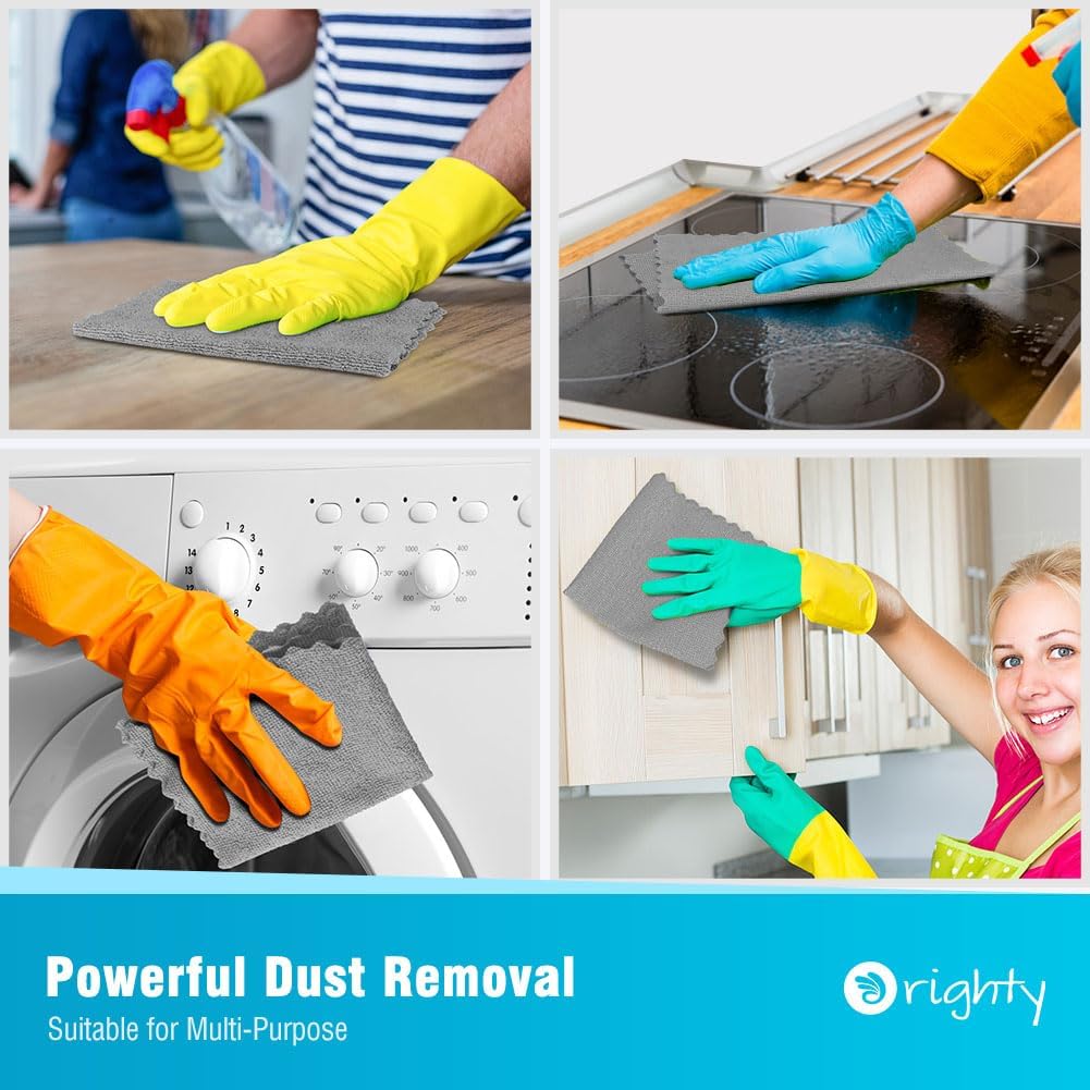Orighty Grey Microfiber Cleaning Cloth, 50 Pack Highly Absorbent Cleaning Supplies, Lint Free